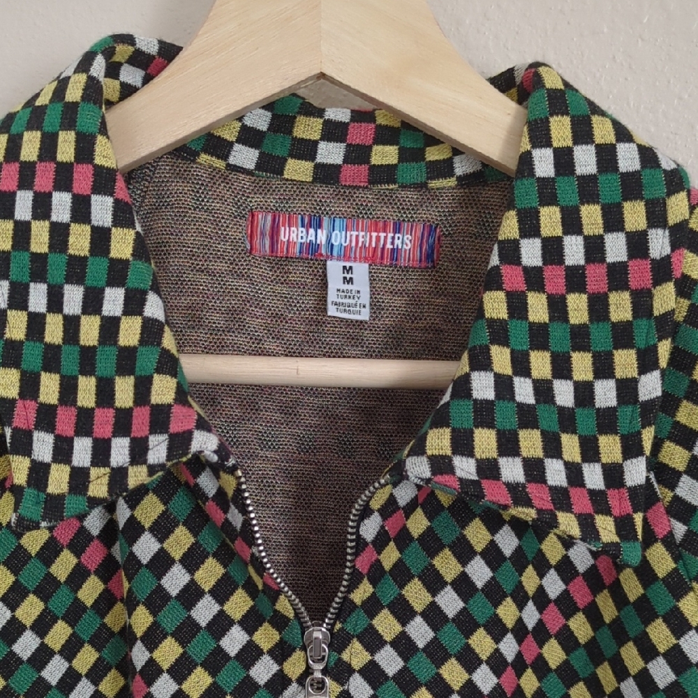 Urban Outfitters Vibrant Checkered Midi Dress - Green, Pink, Black